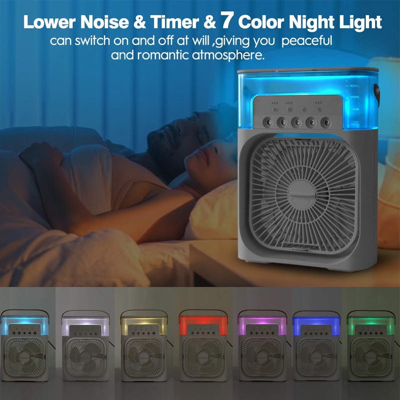 Portable Air Cooler Fan – 3 Speed Mist Cooling Fan with LED Light & Timer