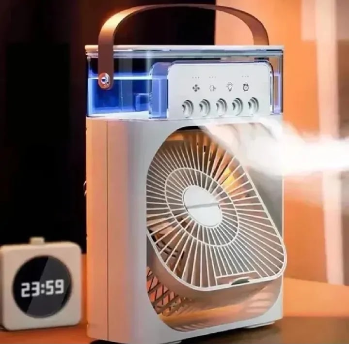 Portable Air Cooler Fan – 3 Speed Mist Cooling Fan with LED Light & Timer